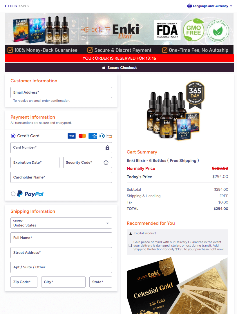 Enki Elixir order page